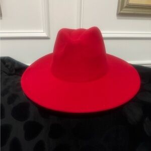 NEW Vibrant Red Wide-Brim Hat